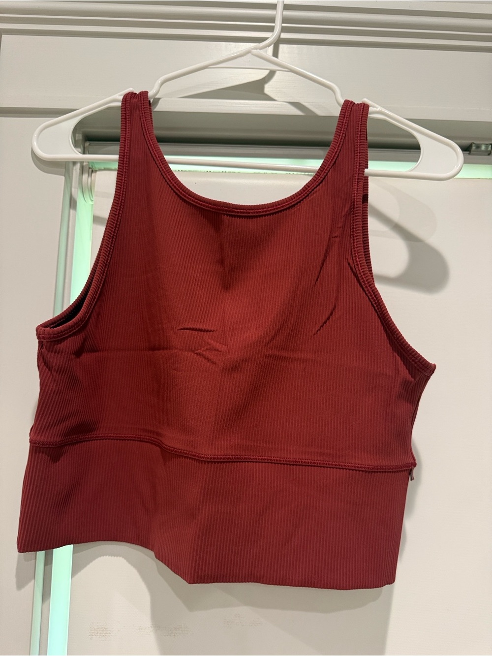Ribbed Crop Tank Top in Brick Red